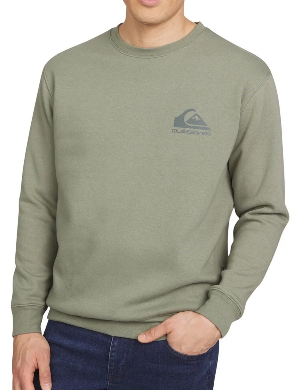 NWT QUICKSILVER men’s green crew neck pullover sweatshirt new with tags